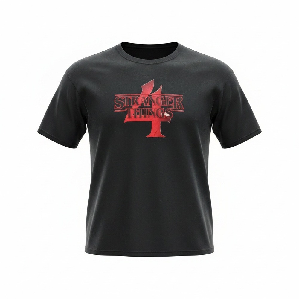 Gildan Stranger Things 4 T-Shirt Men's XL Black TV Series Graphic Tee Softstyle